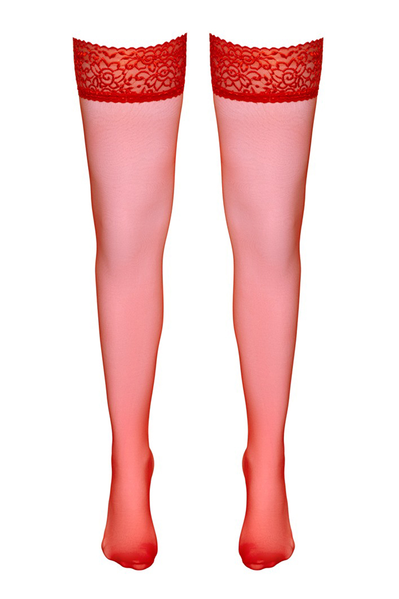 Bas autofixants rouge - Cotelli Legwear – Image 2