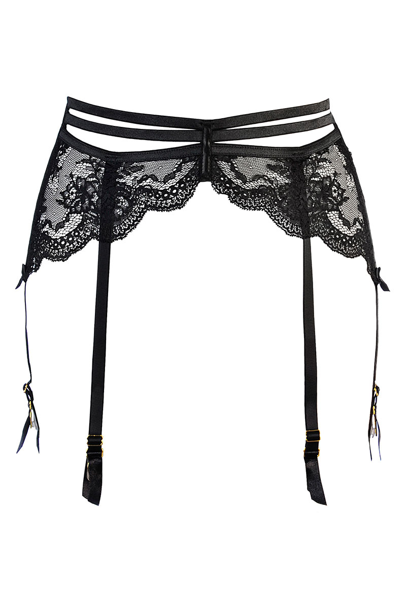 Porte-jarretelles tulle et dentelle noir V-10712 - Axami – Image 2