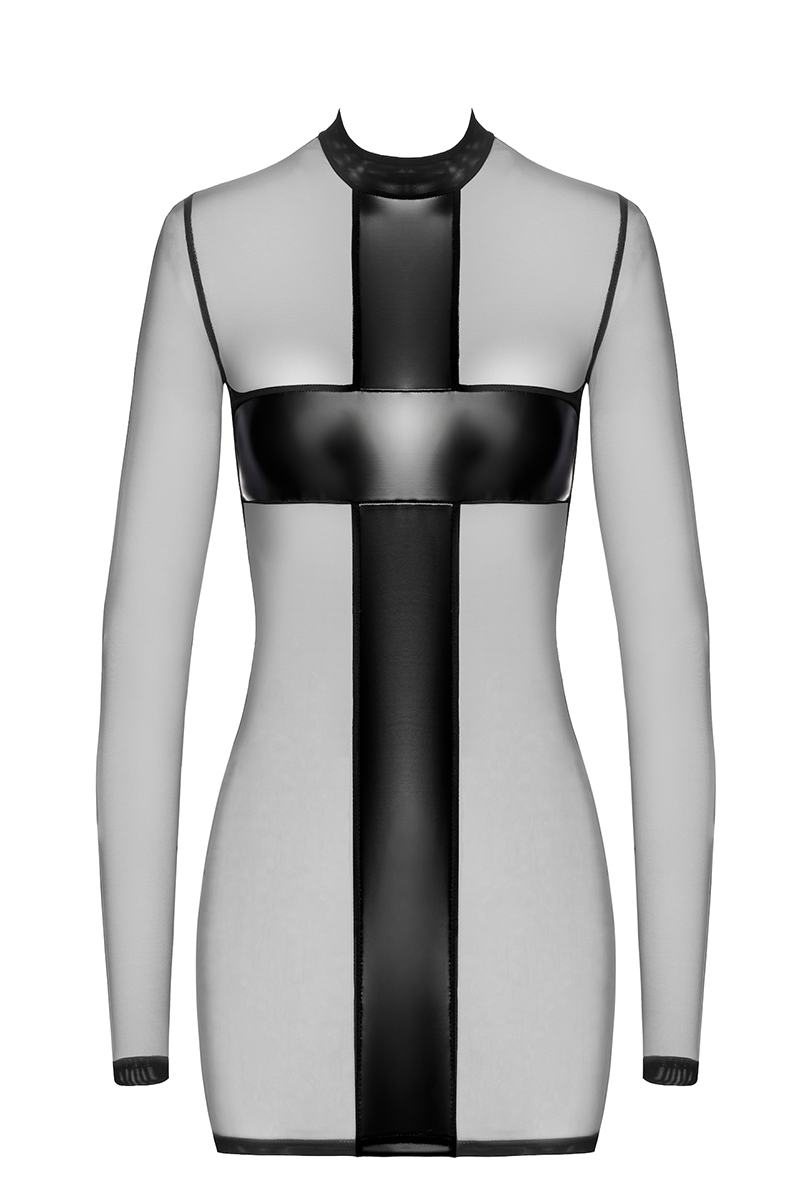 Mini robe tulle et wetlook Crossfire F369 - Noir Handmade – Image 2