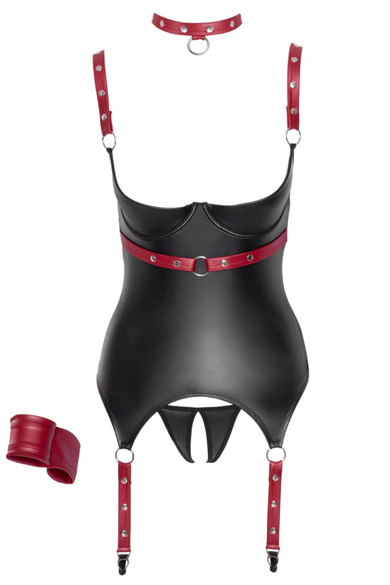 Ensemble ouvert avec collier et menottes - Cotelli Bondage – Image 2