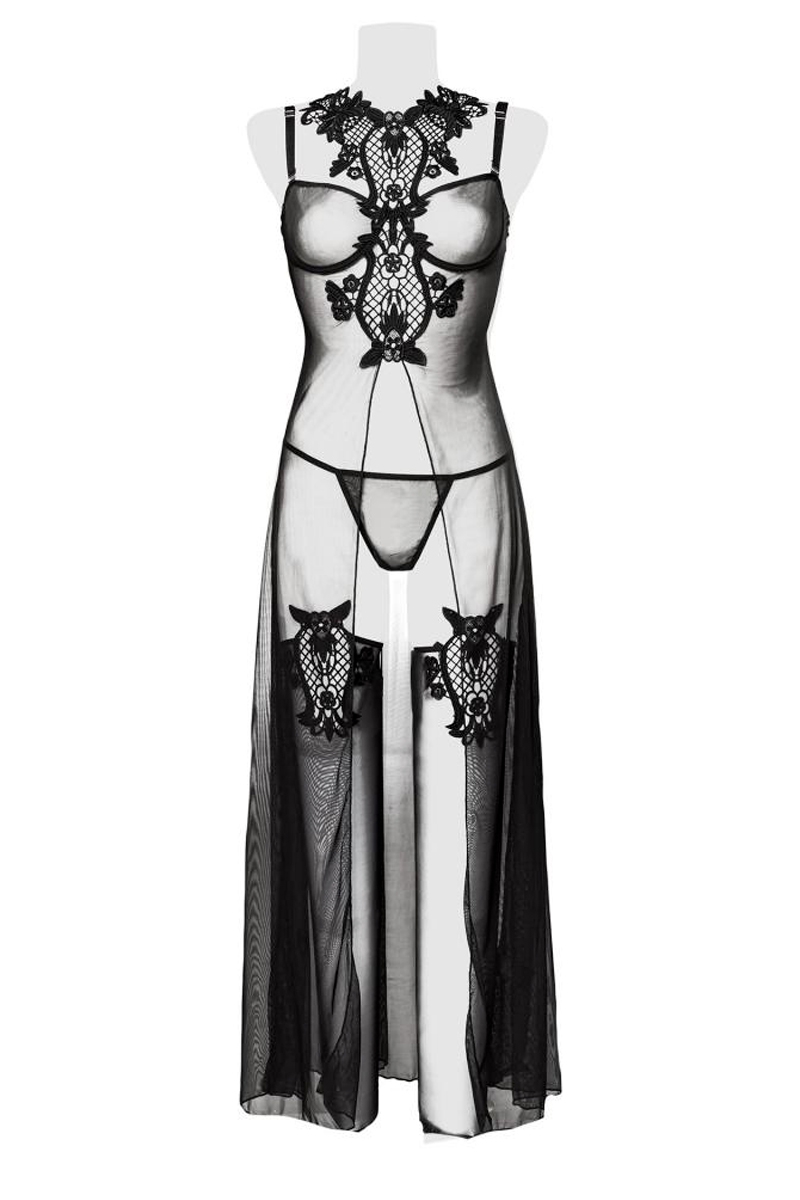 Set déshabillé tulle et dentelle 2 pièces - Grey Velvet – Image 2