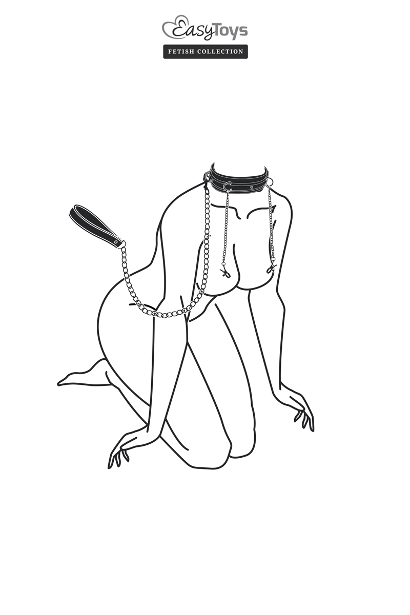 Collier cuir avec chaînes de seins - Easytoys Fetish Collection – Image 2