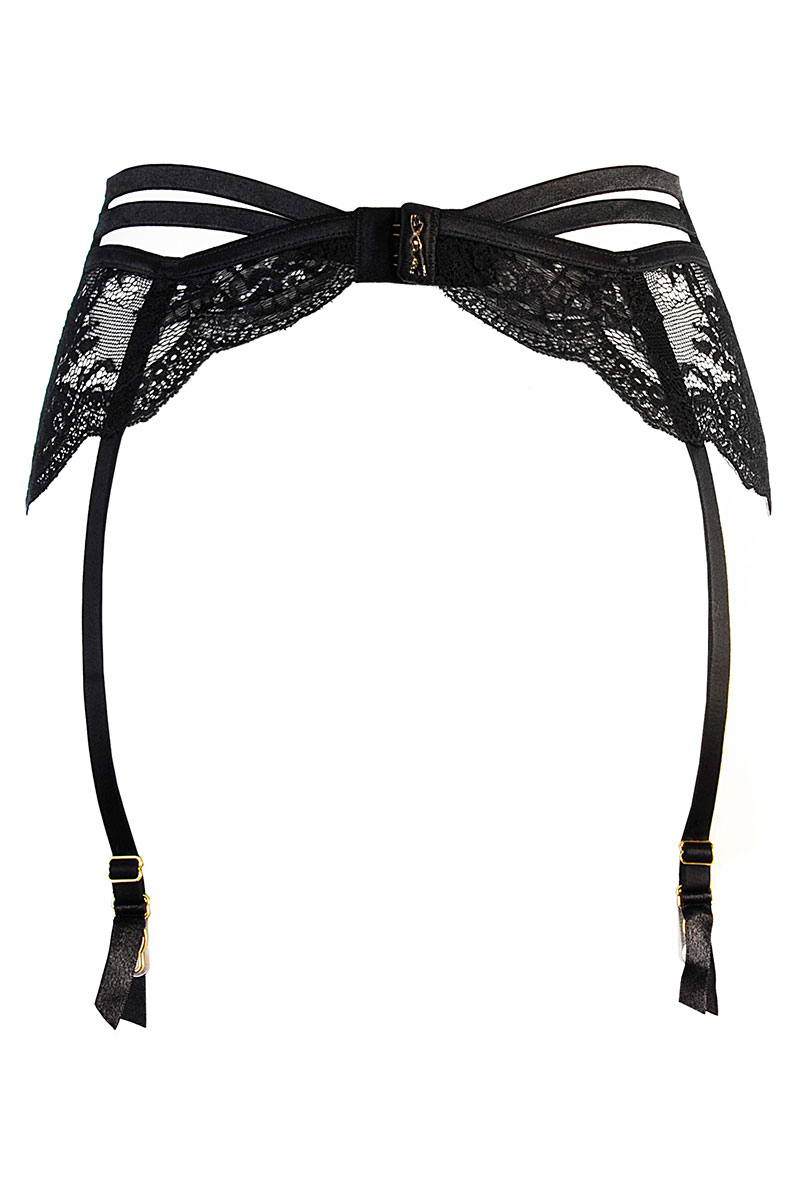 Porte-jarretelles tulle et dentelle noir V-10712 - Axami – Image 3