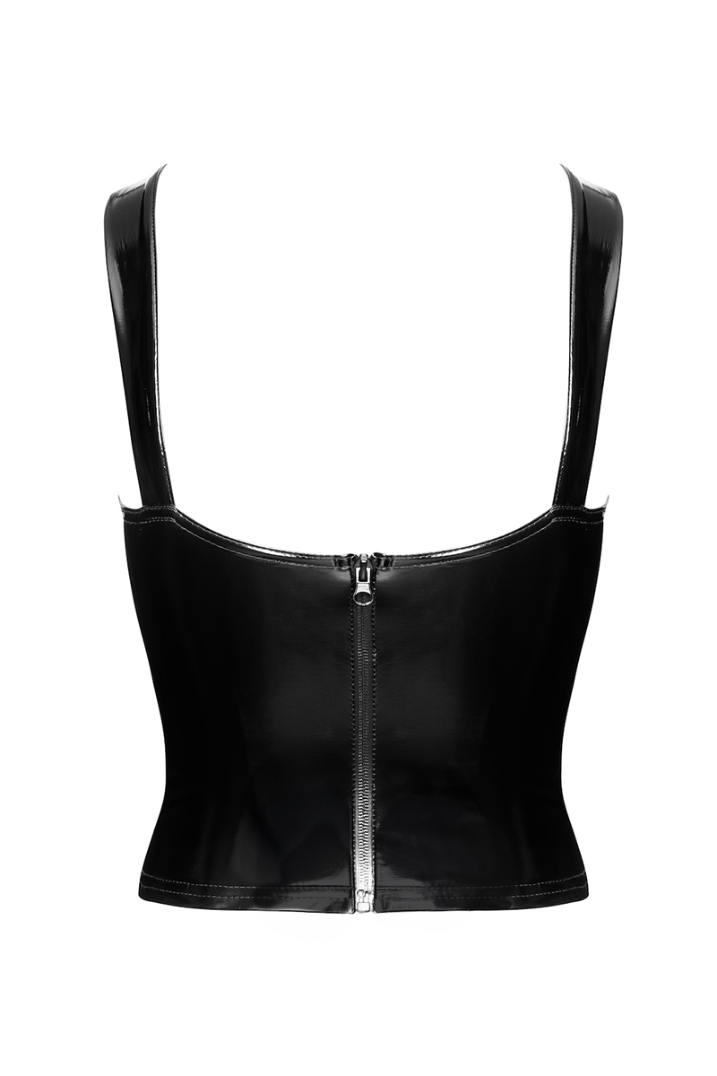 Corset en vinyle Dominae F379 - Noir Handmade – Image 3