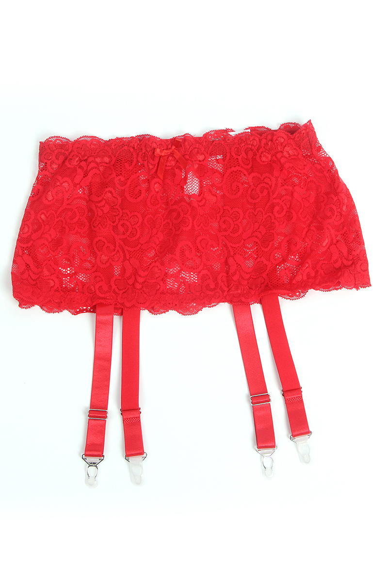 Porte-jarretelles dentelle large Rouge - Litolu Lingerie – Image 3