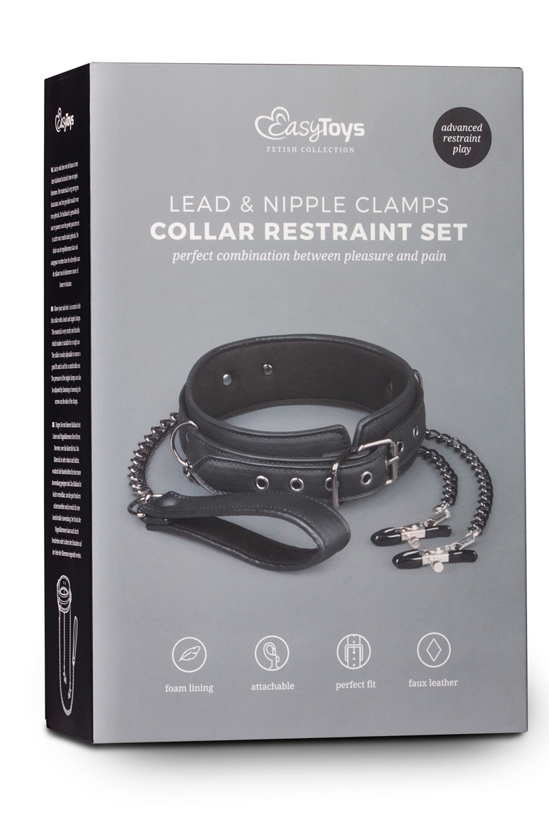 Collier cuir avec chaînes de seins - Easytoys Fetish Collection – Image 3