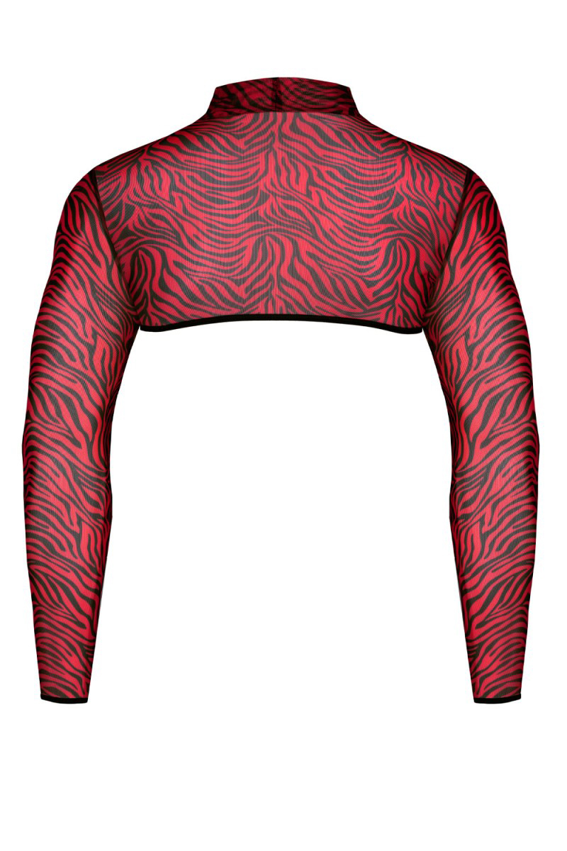 Crop top tulle zébré rouge et noir - Regnes – Image 3