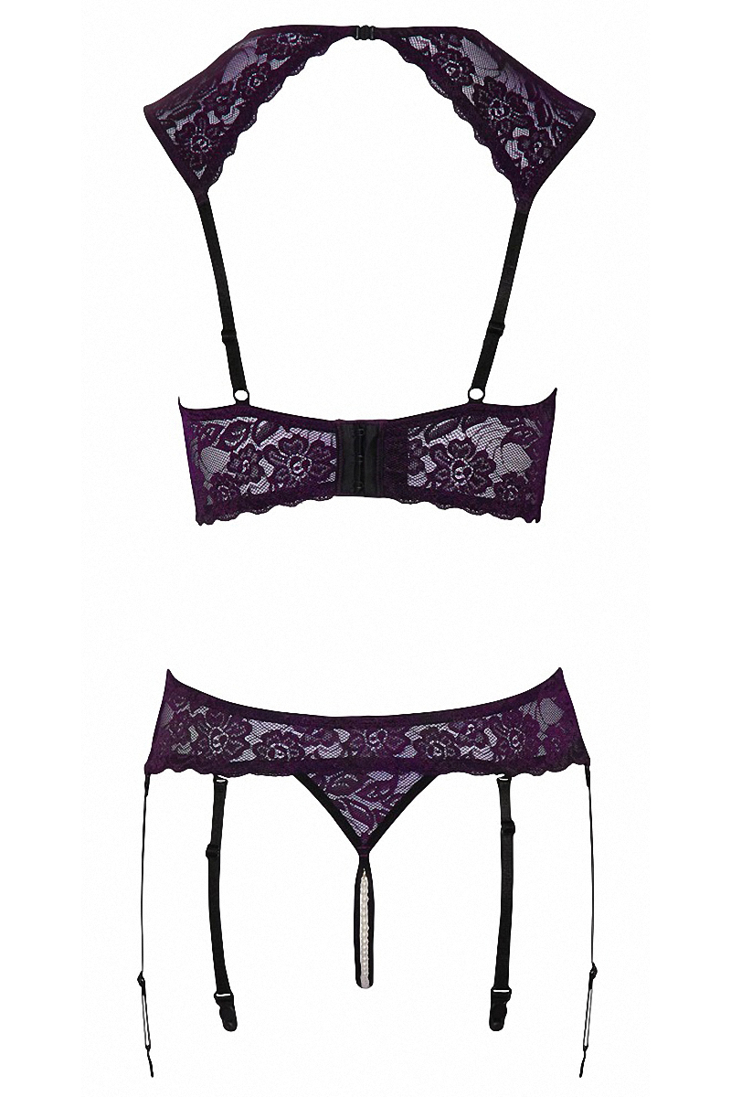 Ensemble lingerie ouverte violet - Cotelli Lingerie – Image 3