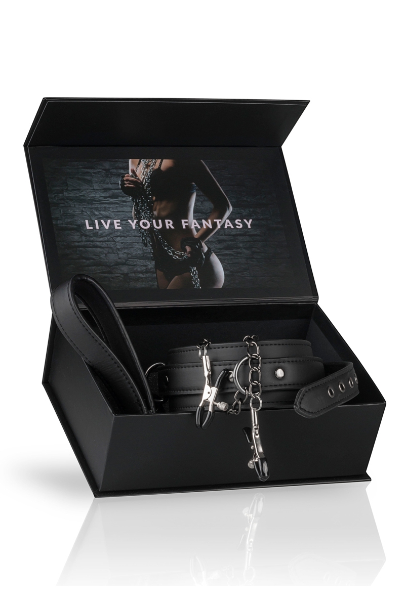 Collier cuir avec chaînes de seins - Easytoys Fetish Collection – Image 4
