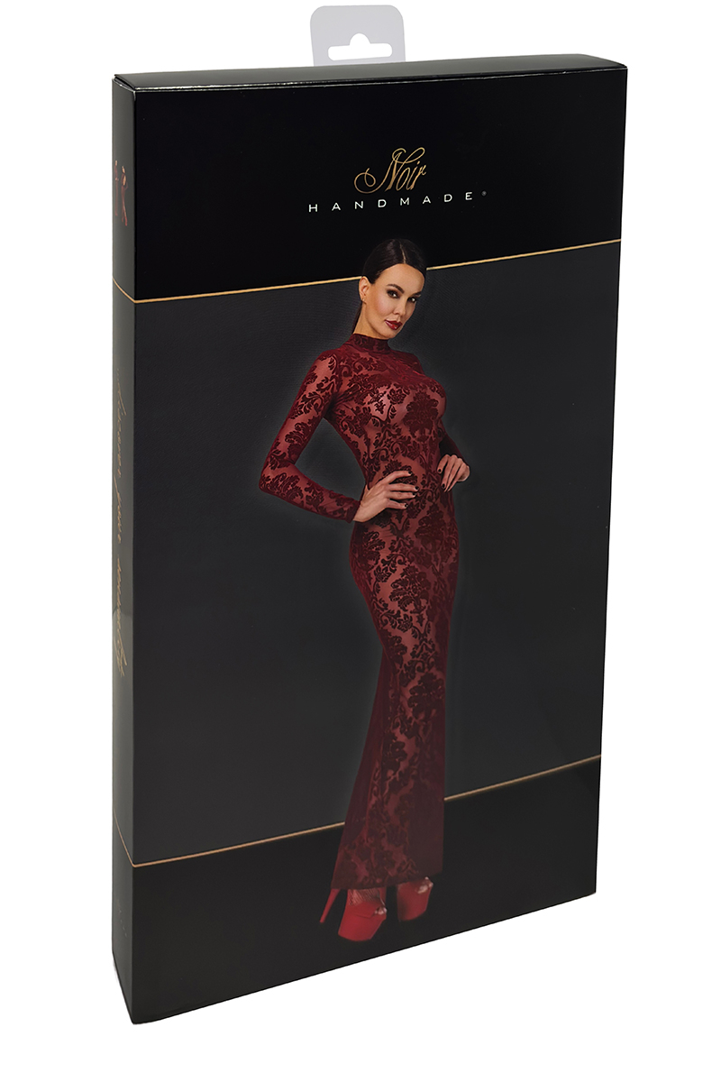 Robe fendue en tulle floqué Kink Royal F383 - Noir Handmade – Image 4