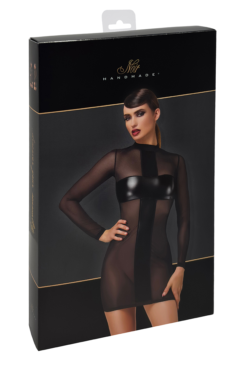Mini robe tulle et wetlook Crossfire F369 - Noir Handmade – Image 4