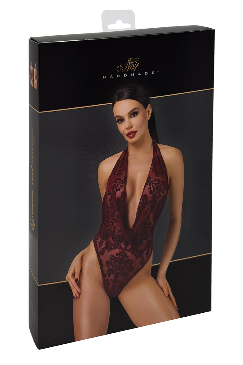 Body en tulle floqué Kink Royal F386 - Noir Handmade – Image 4