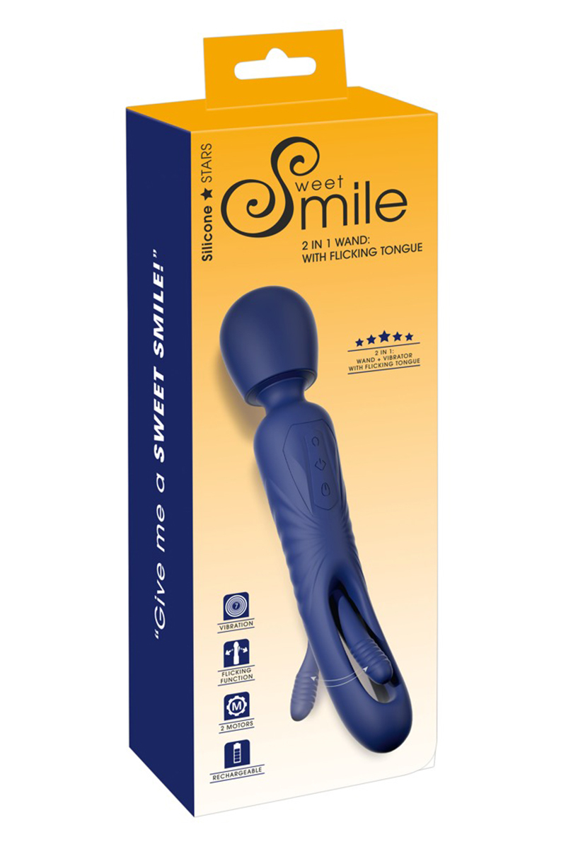 Vibro Wand réversible avec langue vibrante - Sweet Smile – Image 4