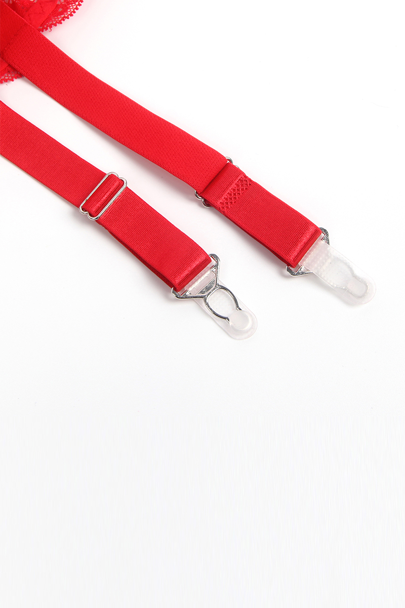 Porte-jarretelles dentelle large Rouge - Litolu Lingerie – Image 4