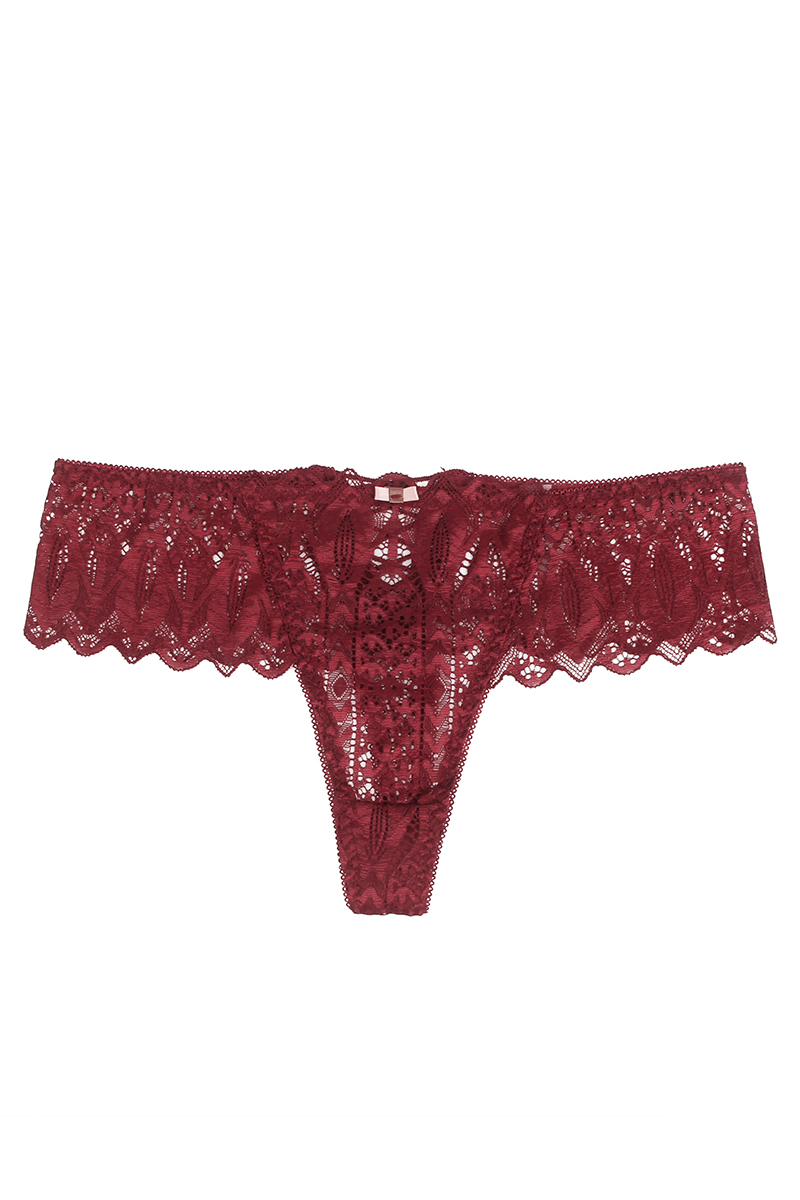 String dentelle dos lacé Bordeaux - Litolu Lingerie – Image 4