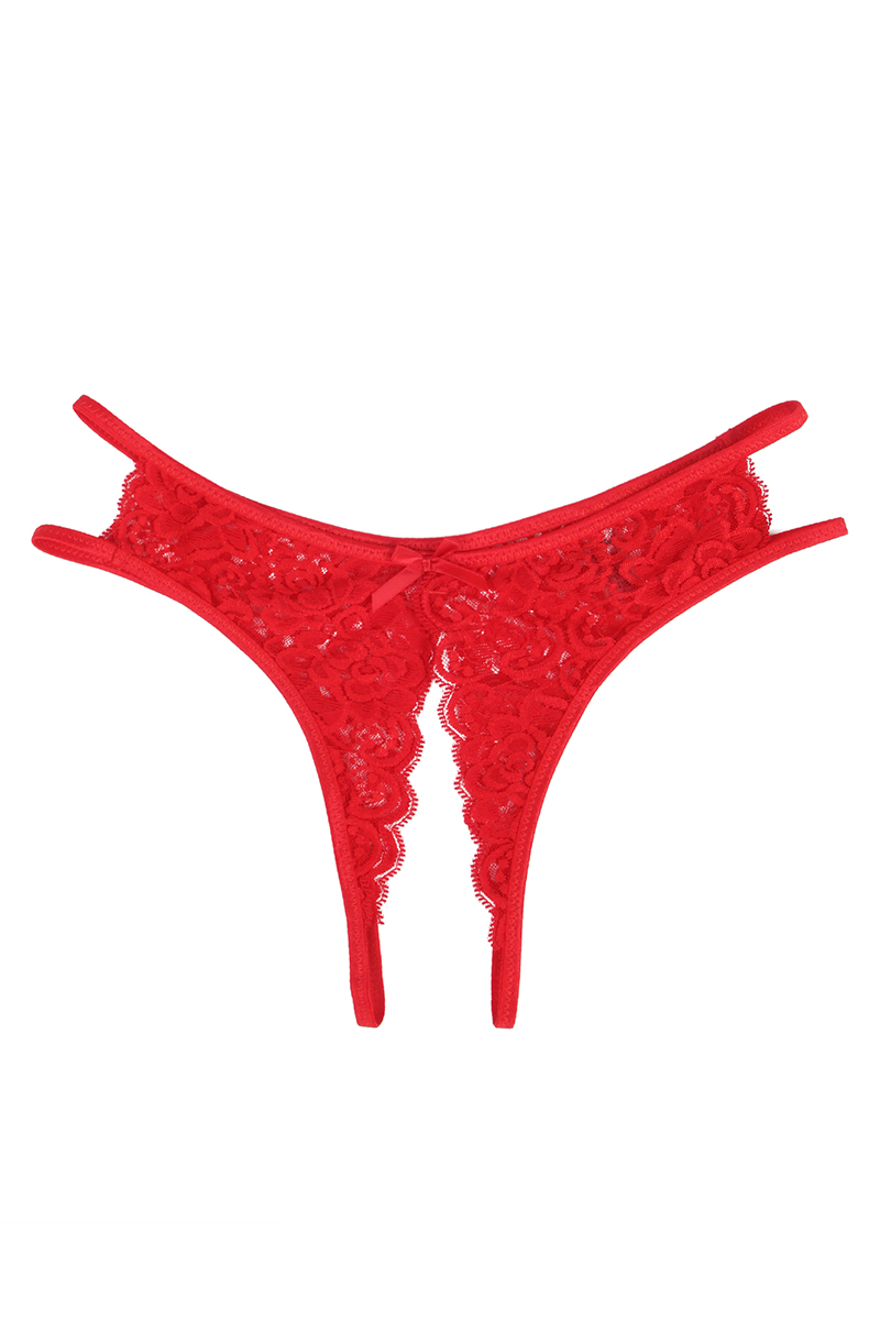 String ouvert dentelle Rouge - Litolu Lingerie – Image 4